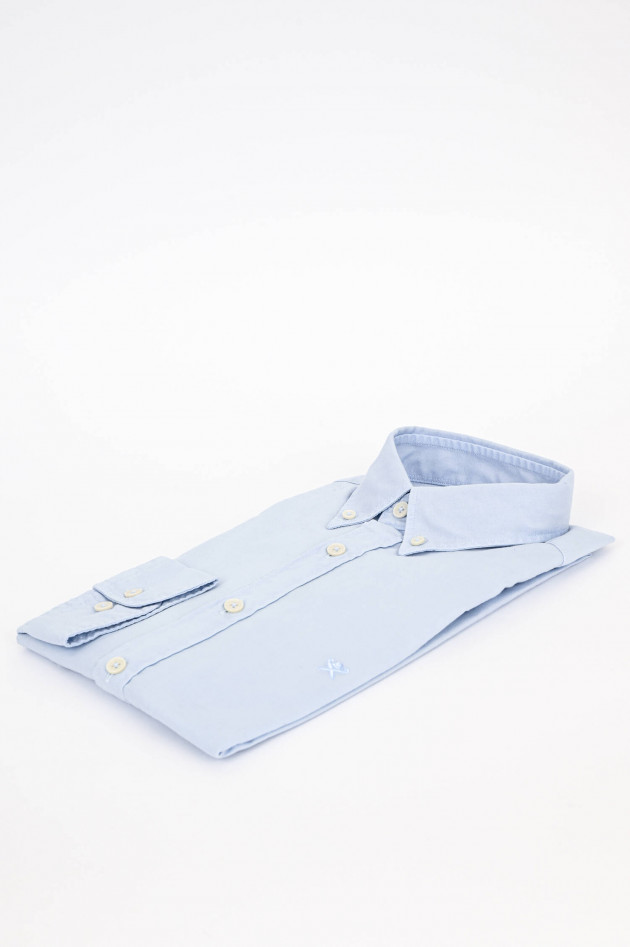 Hackett London Oxford Hemd mit Stitching in Hellblau