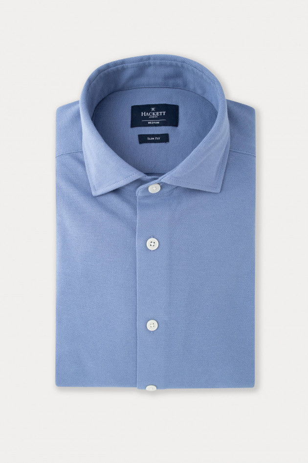 Hackett London Pique Slim Fit Hemd in Blau