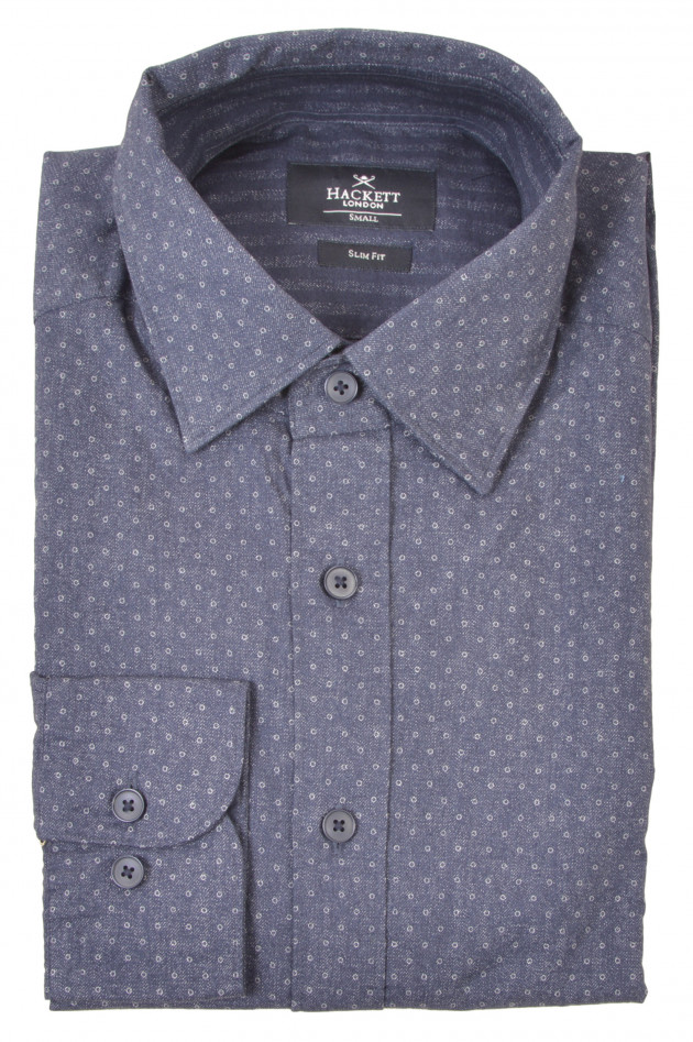 Hackett London Hemd in Dunkelblau gemustert