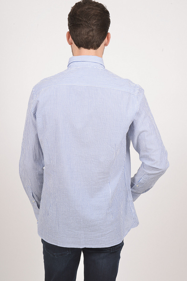 Hackett London Hemd aus Baumwolle in Weiß/Blau