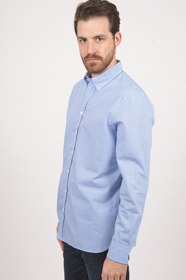 Hackett London Hemd aus Baumwolle in Blau/Weiß