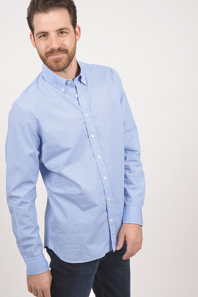 Hackett London Hemd aus Baumwolle in Blau/Weiß