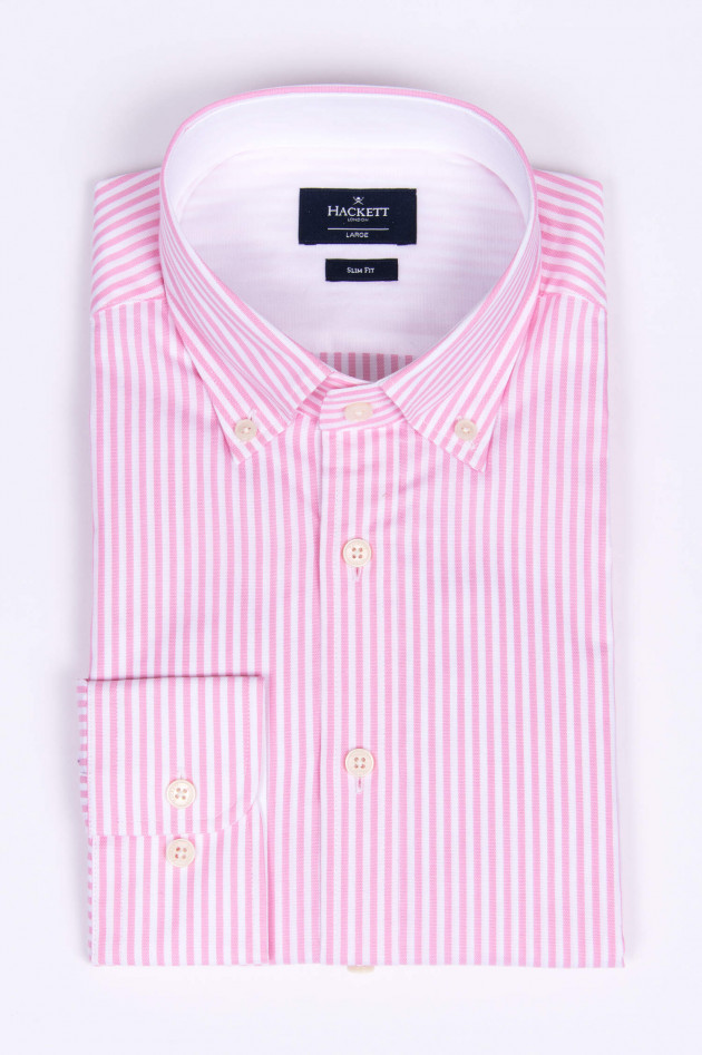 Hackett London Oxford Hemd in Rosa/Weiß gestreift