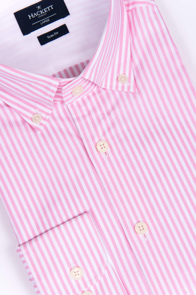 Hackett London Oxford Hemd in Rosa/Weiß gestreift