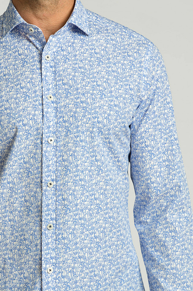 Hackett London Baumwollhemd mit Dschungel-Print in Blau/Weiß