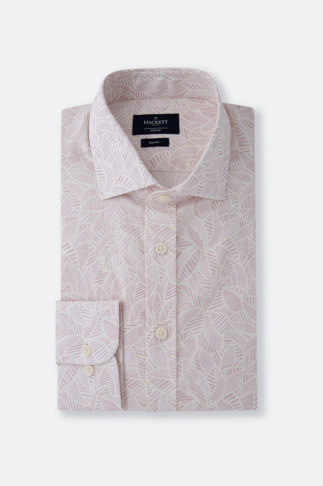 Hackett London Popeline Hemd mit Aufdruck in Rosé/Gelb