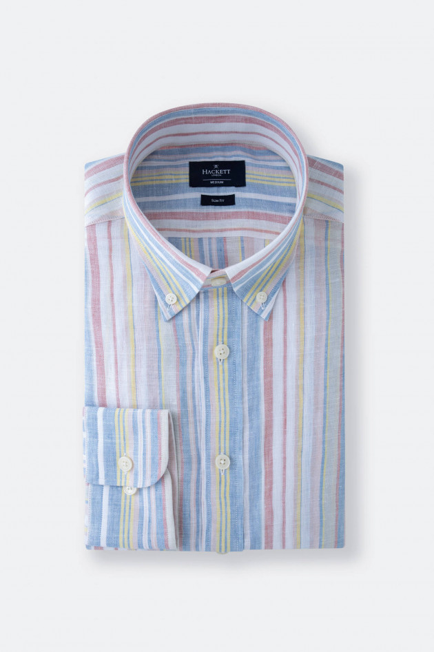 Hackett London Leinenhemd im Streifen-Design in Multicolor