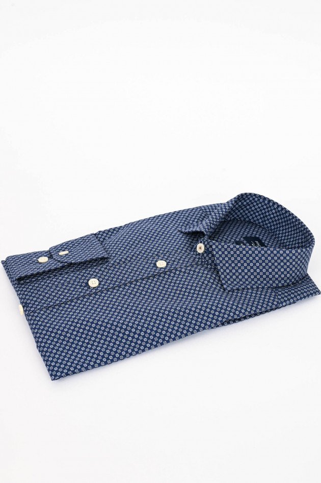 Hackett London Hemd mit Micro-Print in Navy/Weiß