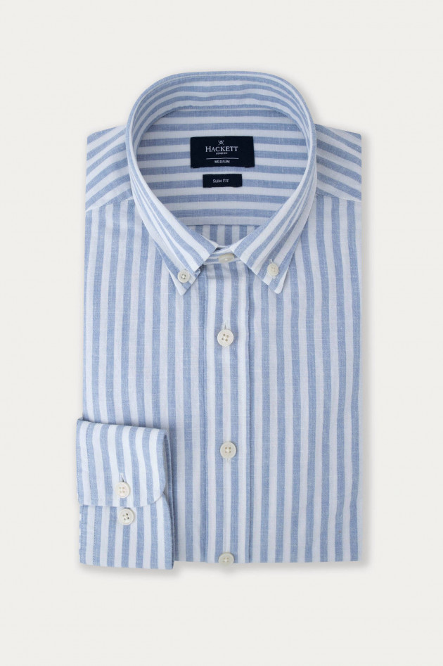 Hackett London Hemd mit Button-Down in Blau/Weiß