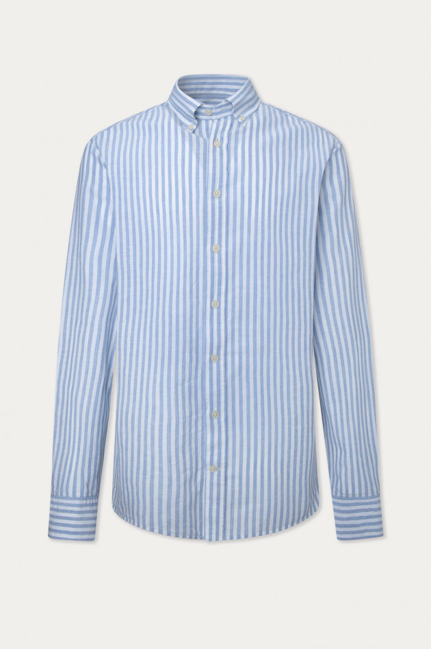 Hackett London Hemd mit Button-Down in Blau/Weiß