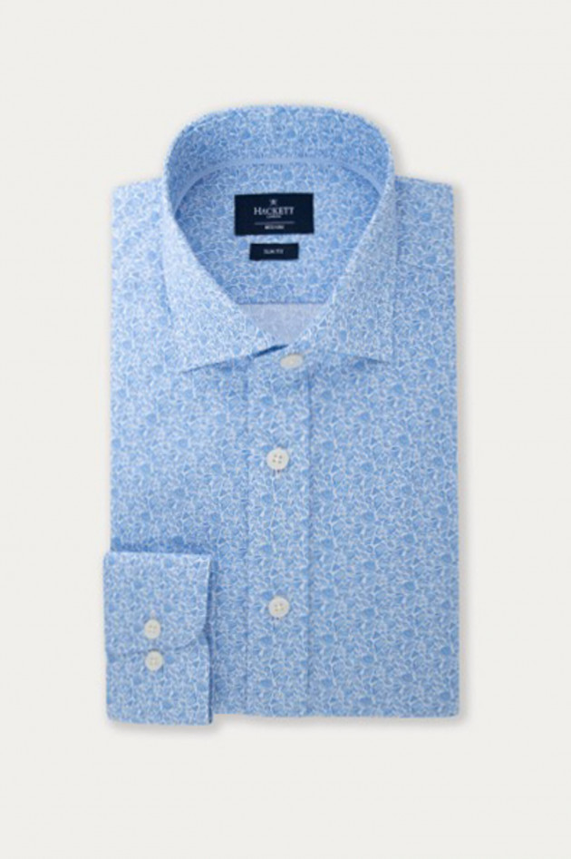 Hackett London Hemd mit Allover Muschel-Print in Blau