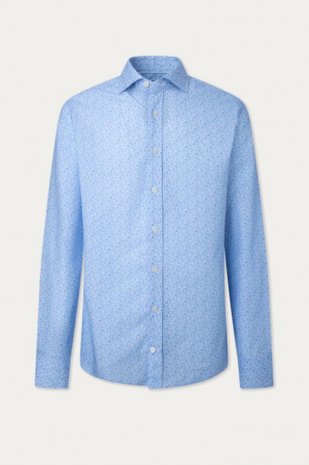 Hackett London Hemd mit Allover Muschel-Print in Blau