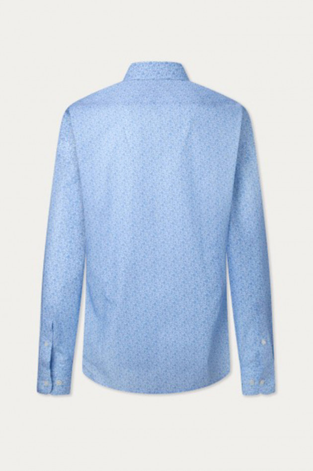 Hackett London Hemd mit Allover Muschel-Print in Blau