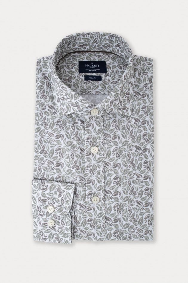 Hackett London Hemd mit Allover Print in Weiß/Grün