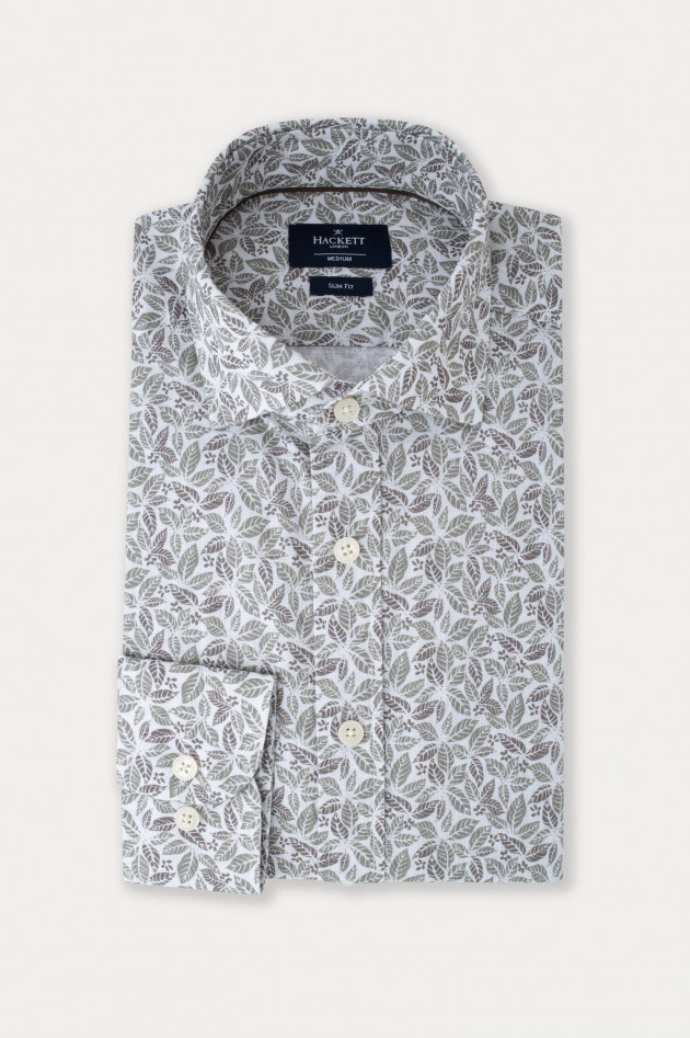 Hackett London Hemd mit Allover Print in Weiß/Grün