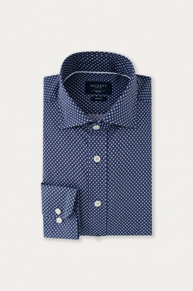 Hackett London Baumwollhemd mit Blumendruck Blau/Weiß