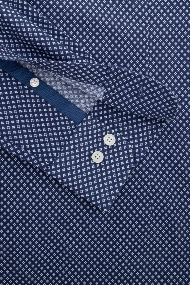 Hackett London Baumwollhemd mit Blumendruck Blau/Weiß