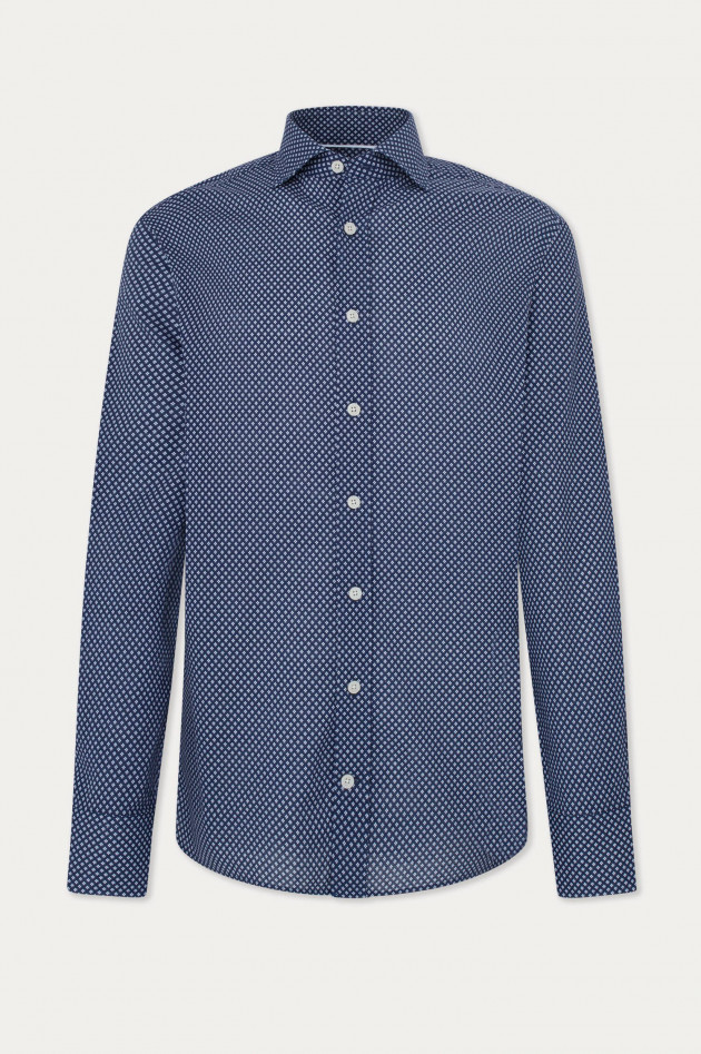 Hackett London Baumwollhemd mit Blumendruck Blau/Weiß