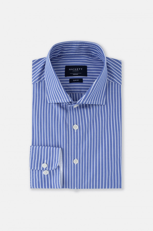 Hackett London Gestreiftes Hemd aus Baumwolle in Blau/Weiß