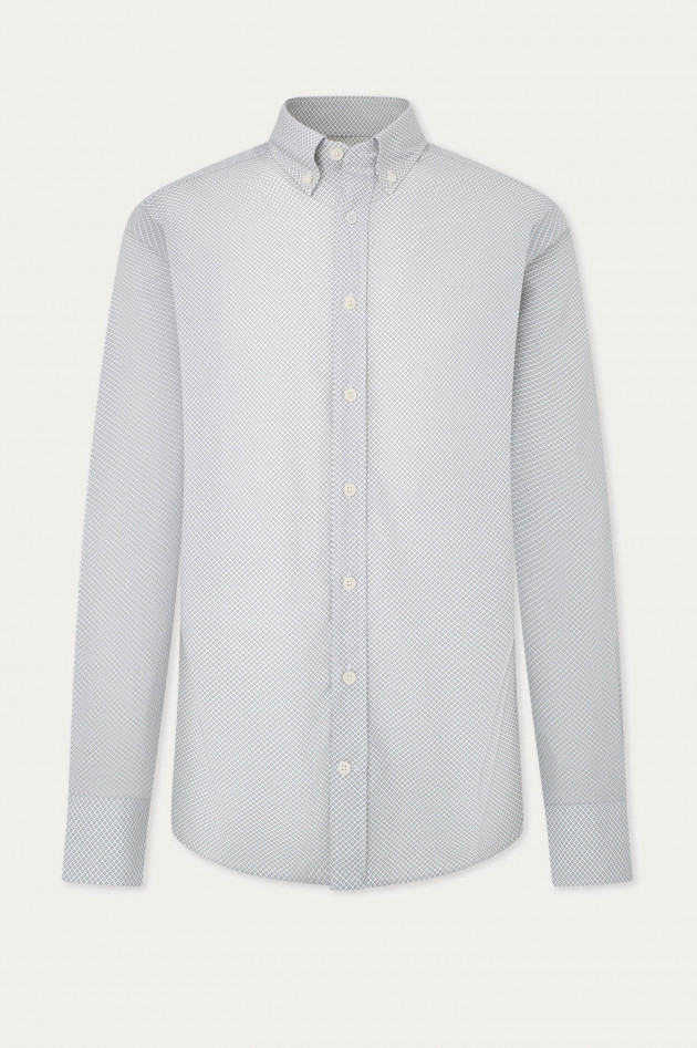 Hackett London Baumwollhemd mit Print Weiß/Grün
