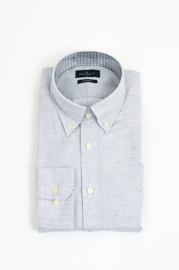 Hackett London Gemustertes Baumwollhemd in Taupe/Weiß