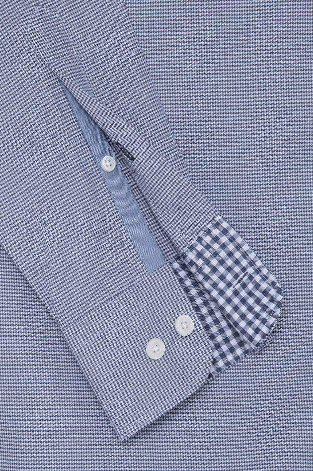 Hackett London Gemustertes Baumwollhemd in Navy/Weiß