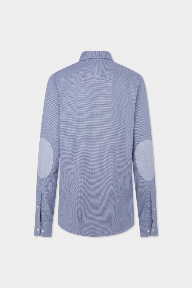 Hackett London Gemustertes Baumwollhemd in Navy/Weiß