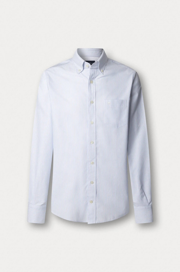Hackett London Gestreiftes Button-Down-Hemd in Hellblau/Weiß