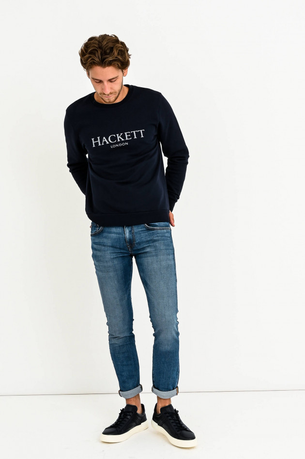 Hackett London Jeans mit Kontrast-Nähten in Mittelblau