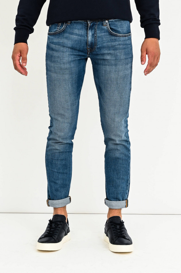 Hackett London Jeans mit Kontrast-Nähten in Mittelblau