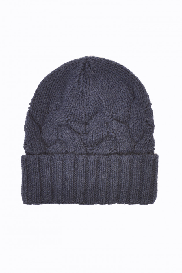Hackett London Mütze mit Zopfstrick in Navy