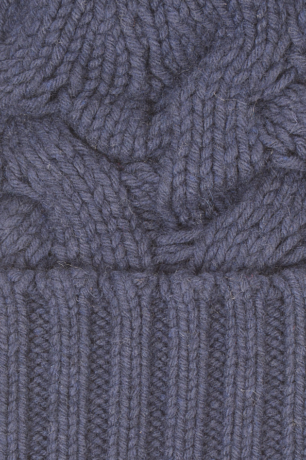 Hackett London Mütze mit Zopfstrick in Navy