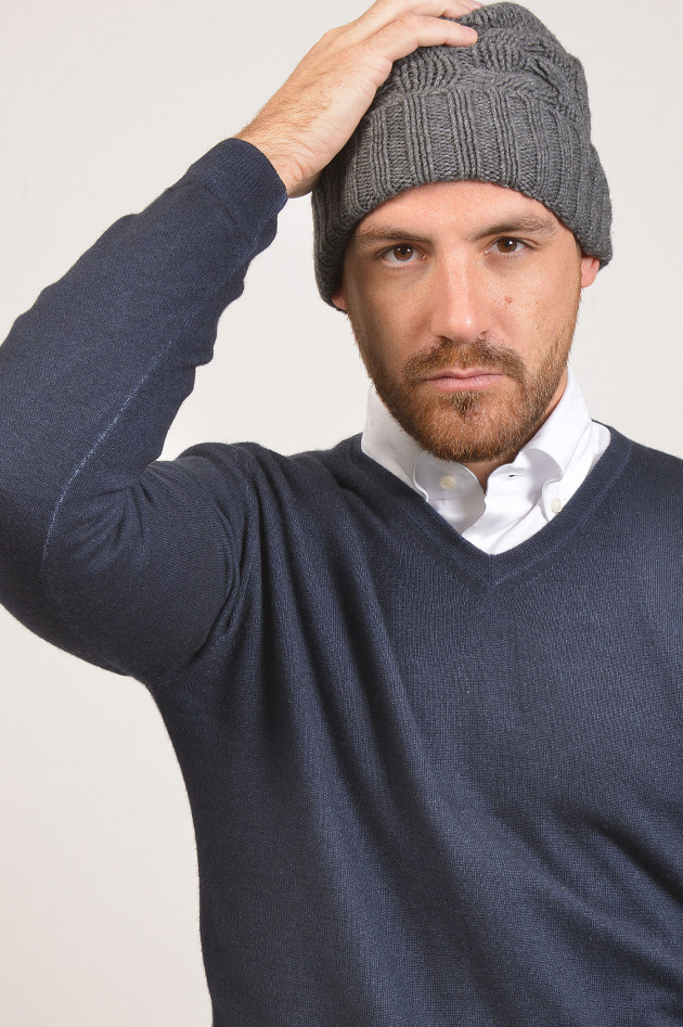 Hackett London Mütze mit Zopfstrick in Antra