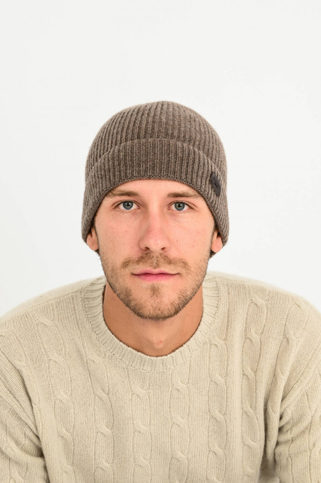 Hackett London Kaschmir Beanie in Taupe