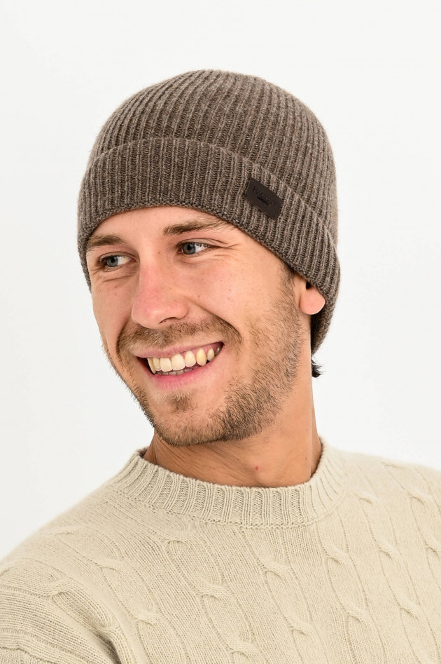 Hackett London Kaschmir Beanie in Taupe