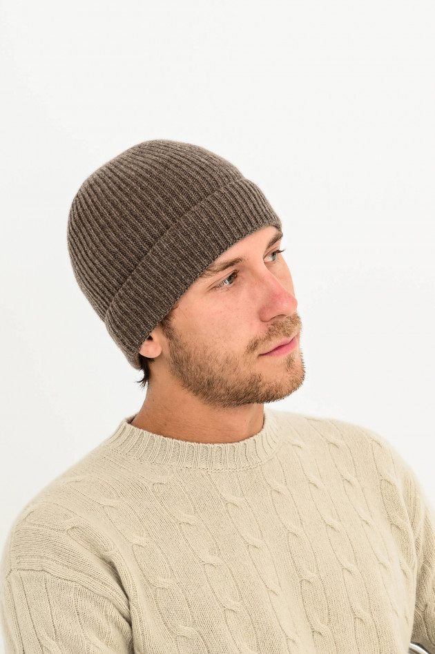 Hackett London Kaschmir Beanie in Taupe