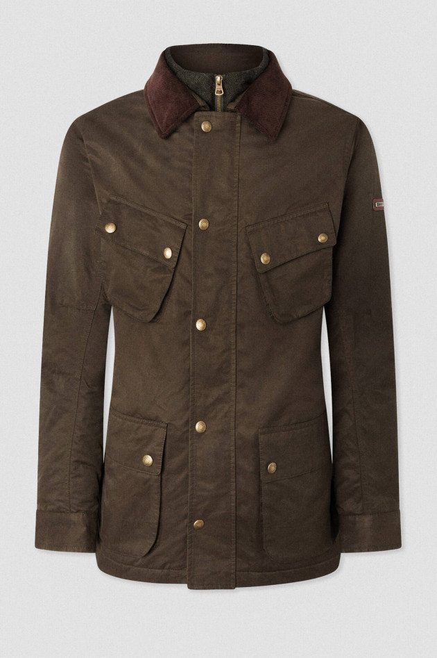 Hackett London Jacke aus Materialmix in Dunkelbraun