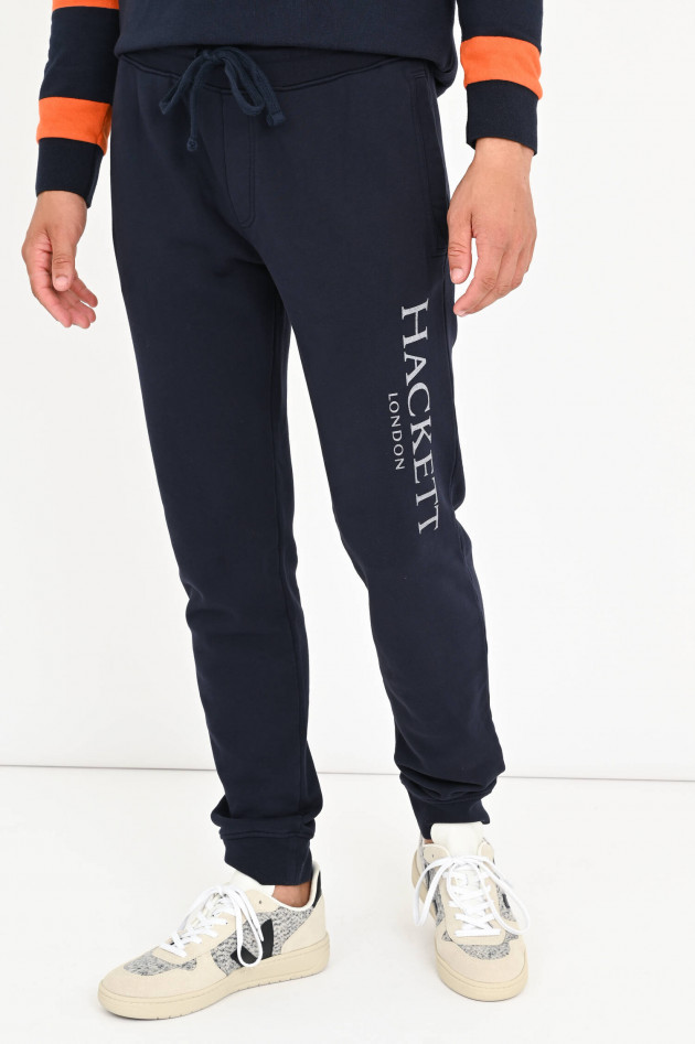 Hackett London Sweatpants mit Label-Schriftzug in Navy