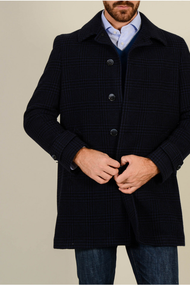 Hackett London Jersey - Mantel in Blau gemustert