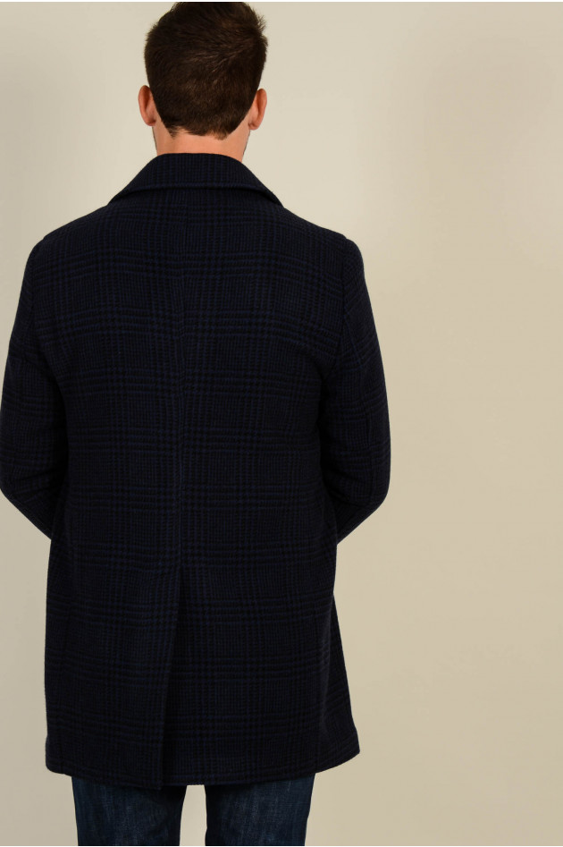 Hackett London Jersey - Mantel in Blau gemustert