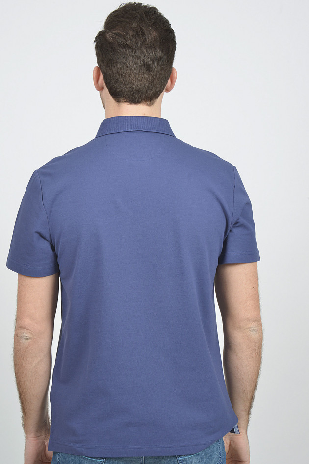 Hackett London Poloshirt mit gemustertem Innenkragen in Dunkelblau