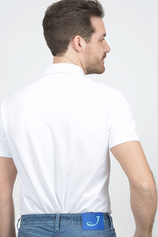 Hackett London Poloshirt mit gemustertem Innenkragen in Weiß