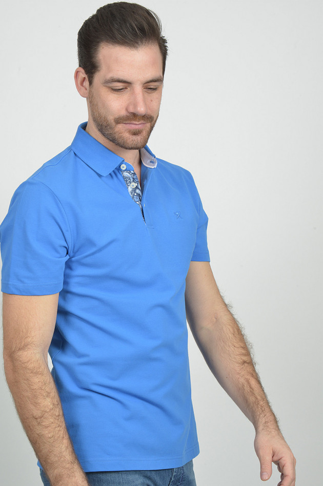 Hackett London Poloshirt mit gemustertem Innenkragen in Blau