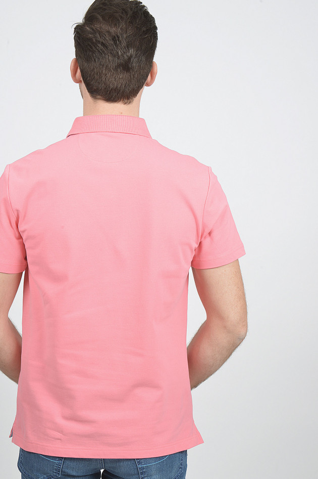 Hackett London Poloshirt mit gemustertem Innenkragen in Koralle