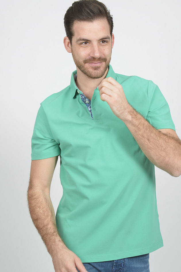 Hackett London Poloshirt mit gemustertem Innenkragen in Grün