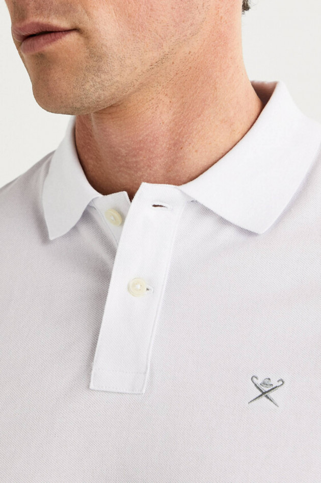 Hackett London Polo mit Logo-Stitching in Weiß
