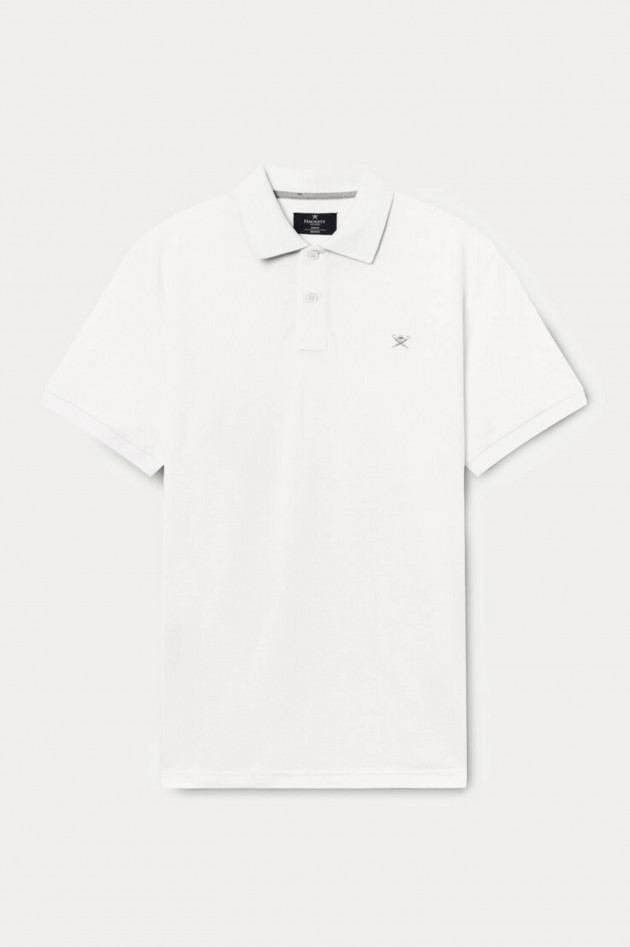 Hackett London Polo mit Logo-Stitching in Weiß