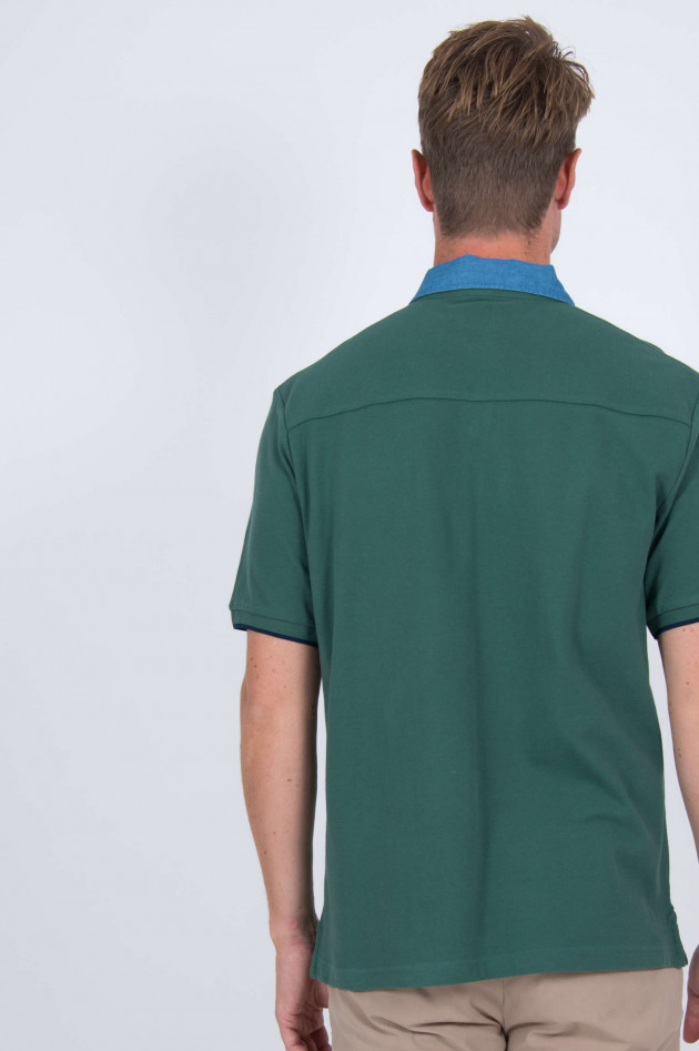 Hackett London Poloshirt mit Jeanskragen in Grün