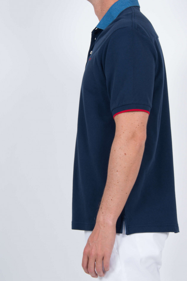 Hackett London Poloshirt mit Jeanskragen in Navy