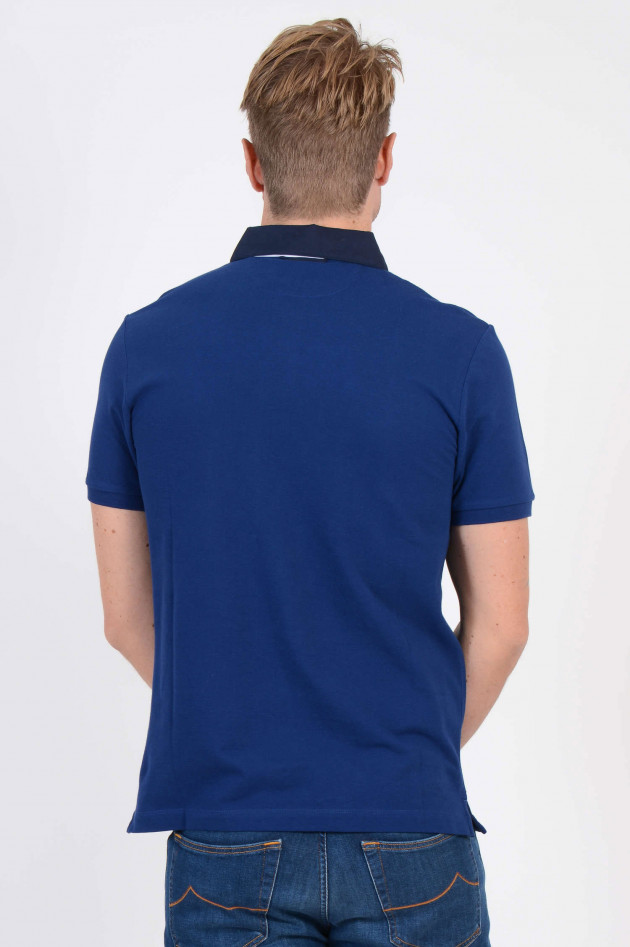 Hackett London Poloshirt mit dunkelblauem Kragen in Blau